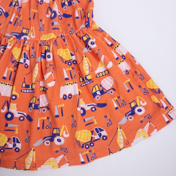 Piccolina Construction Truck Print Sleeveless Summer Tank Dress Orange Girls 2T - Picture 3 of 8